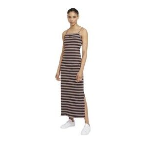 Nike Femme Ribbed Striped Maxi Dress Womens Small Y2K Brown Side Slit